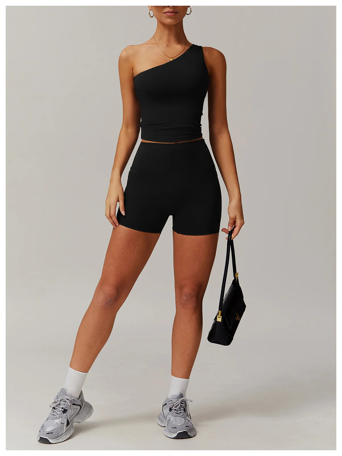 VirtueActive Wear | One Shoulder top & Shorts Gym set