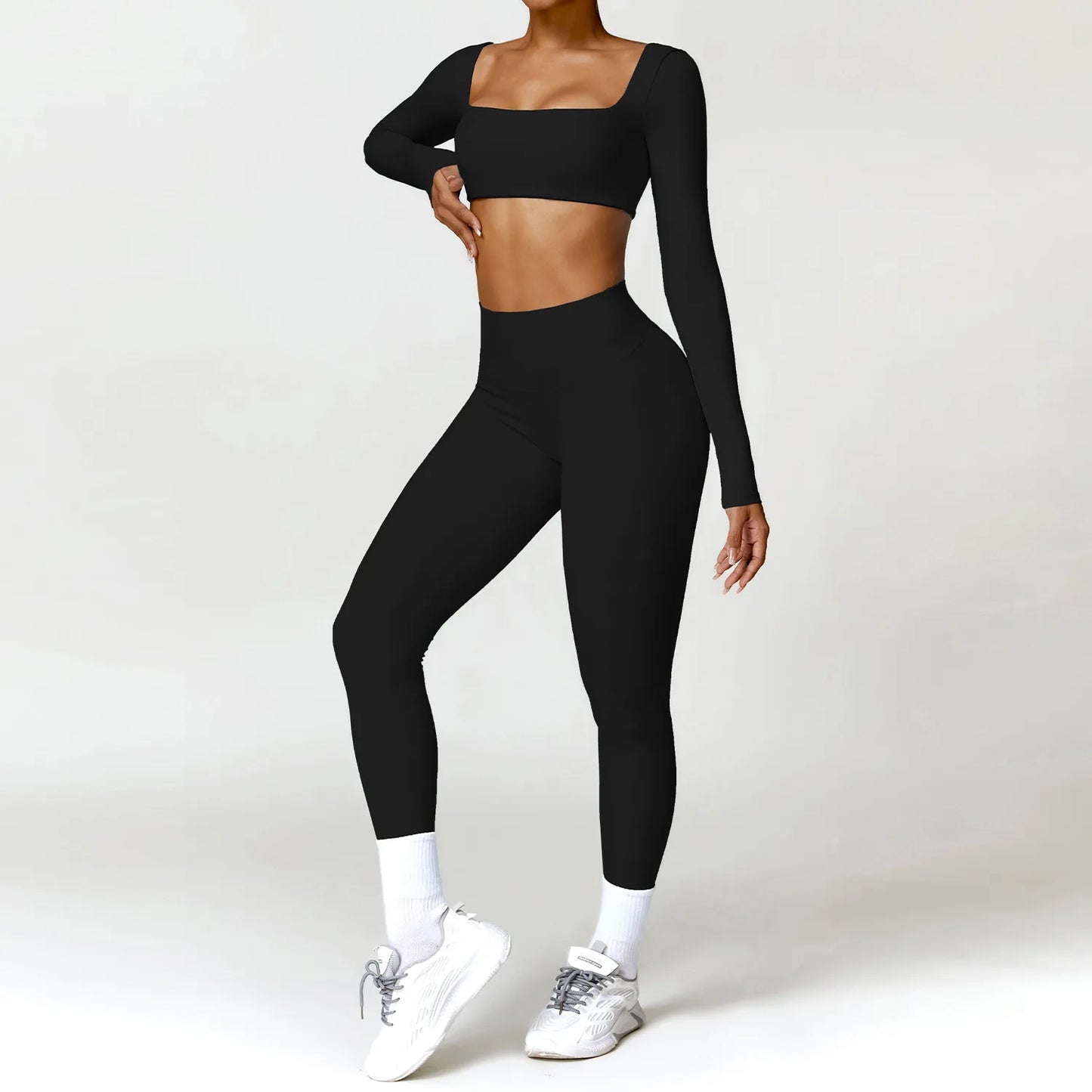 VirtueActive Wear | Cropped Long Sleeve & Legging Gym set