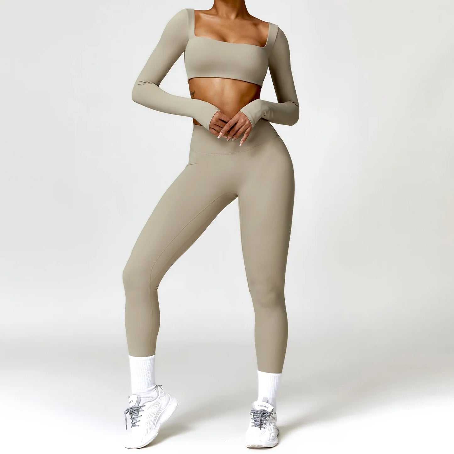 VirtueActive Wear | Cropped Long Sleeve & Legging Gym set