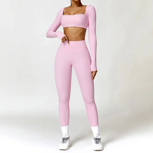 VirtueActive Wear | Cropped Long Sleeve & Legging Gym set