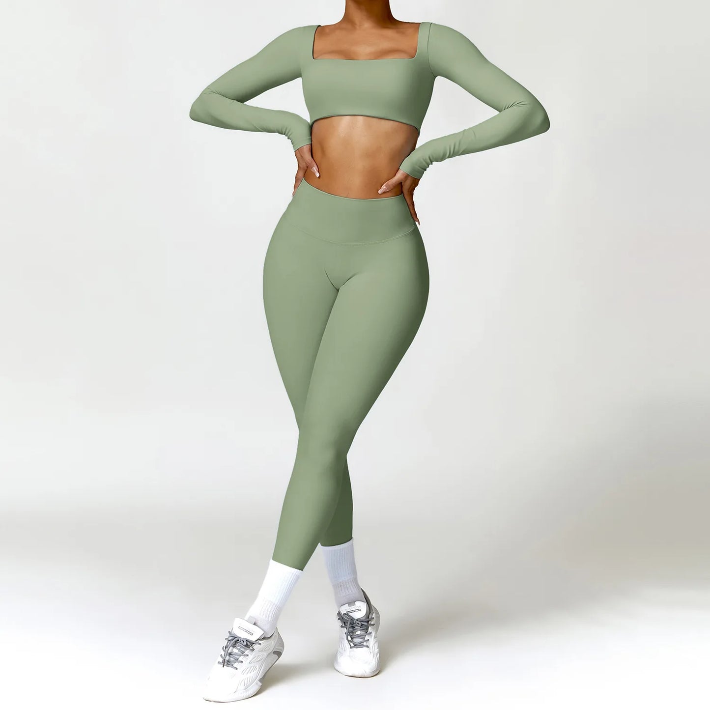 VirtueActive Wear | Cropped Long Sleeve & Legging Gym set